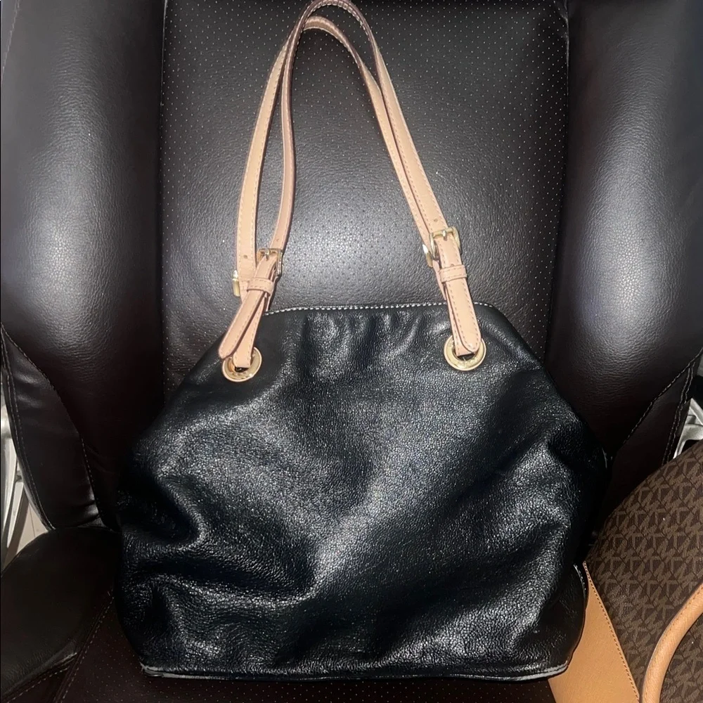 Michael Kors Black and Tan Shoulder Bag
